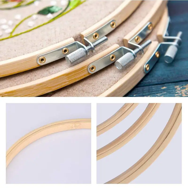 10 Pieces Round Wooden Embroidery Hoops Frame Set 5 4 inch and 6 Adjustable Bamboo Circle Cross Stitch Hoo | Дом и сад