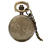 Часы наручные маленькие для мужчин и женщин, простые бронзовые кварцевые карманные часы с цепочкой из ротанга и цветочным принтом, Минималистичная подвеска на цепочке