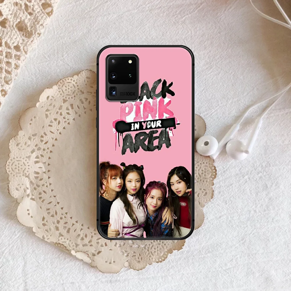 

Black Kpop Pinks Phone Case Cover Hull For Samsung Galaxy S 7 8 9 10 e 20 FE uitra plus Note 9 10 20 black Shell 3D Waterproof