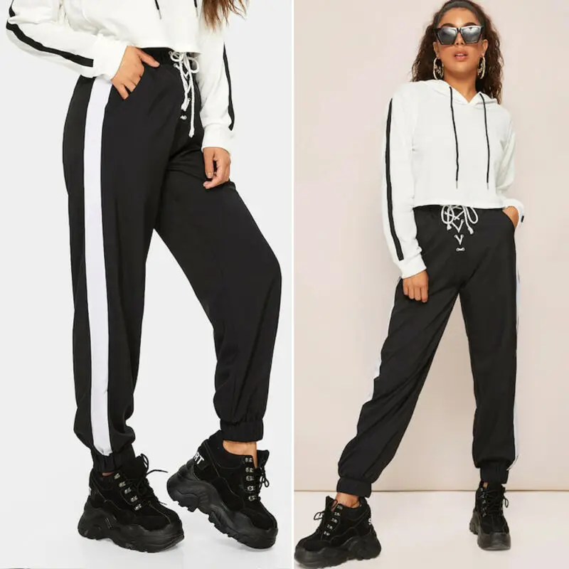 Новые модные женские брюки с высокой талией полосатые эластичные леггинсы