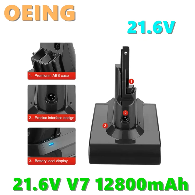 

2021 NEW 21.6V 12800mAh Li-ion V7 12.8Ah Batteries For Dyson V7 Absolute V7 Vacuum Cleaner Replacement Power Tools Battery