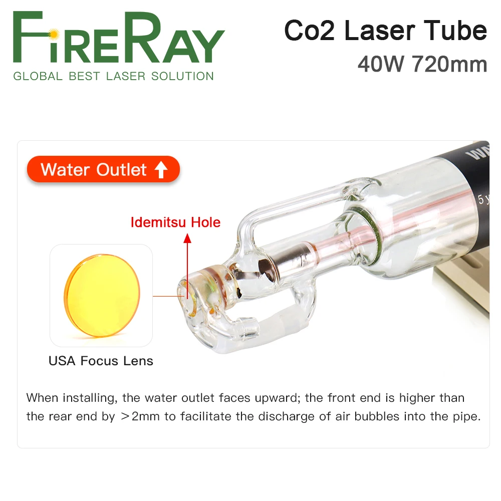 Стеклянная лазерная трубка FireRay Co2 диаметром 50 мм 40 Вт 720 820 стеклянная Лазерная
