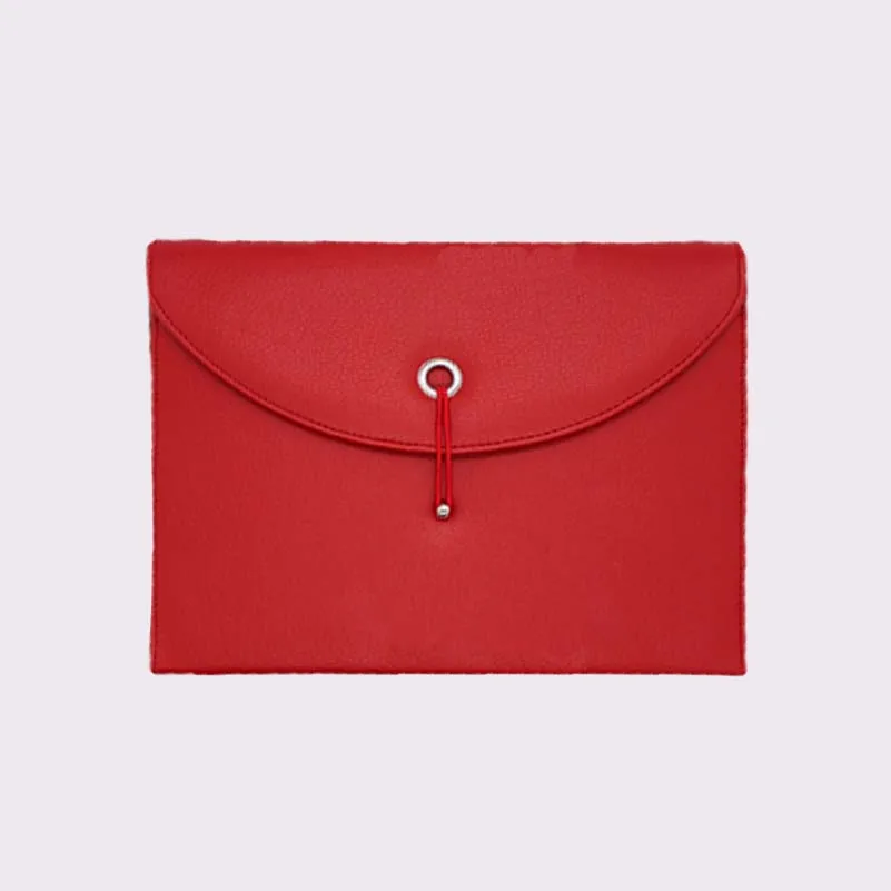 red Деловой портфель для документов формата А4 из искусственной кожи, многослойная Сумка для документов, вместительная сумочка для документов - Цвет: red