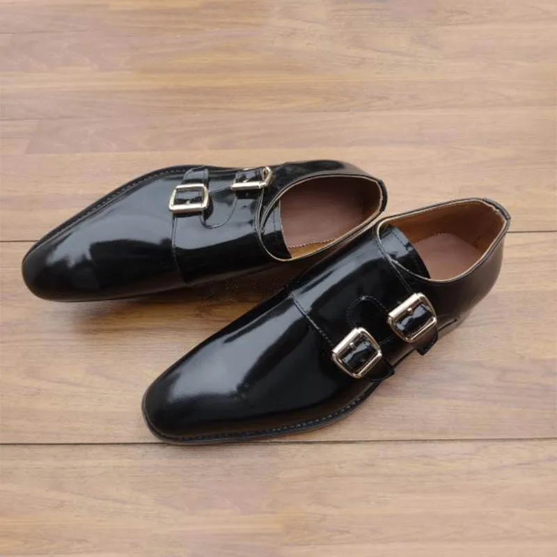 SIPRIKS мужская двойная обувь с тонкими ремешками элегантная блестящая кожаная для