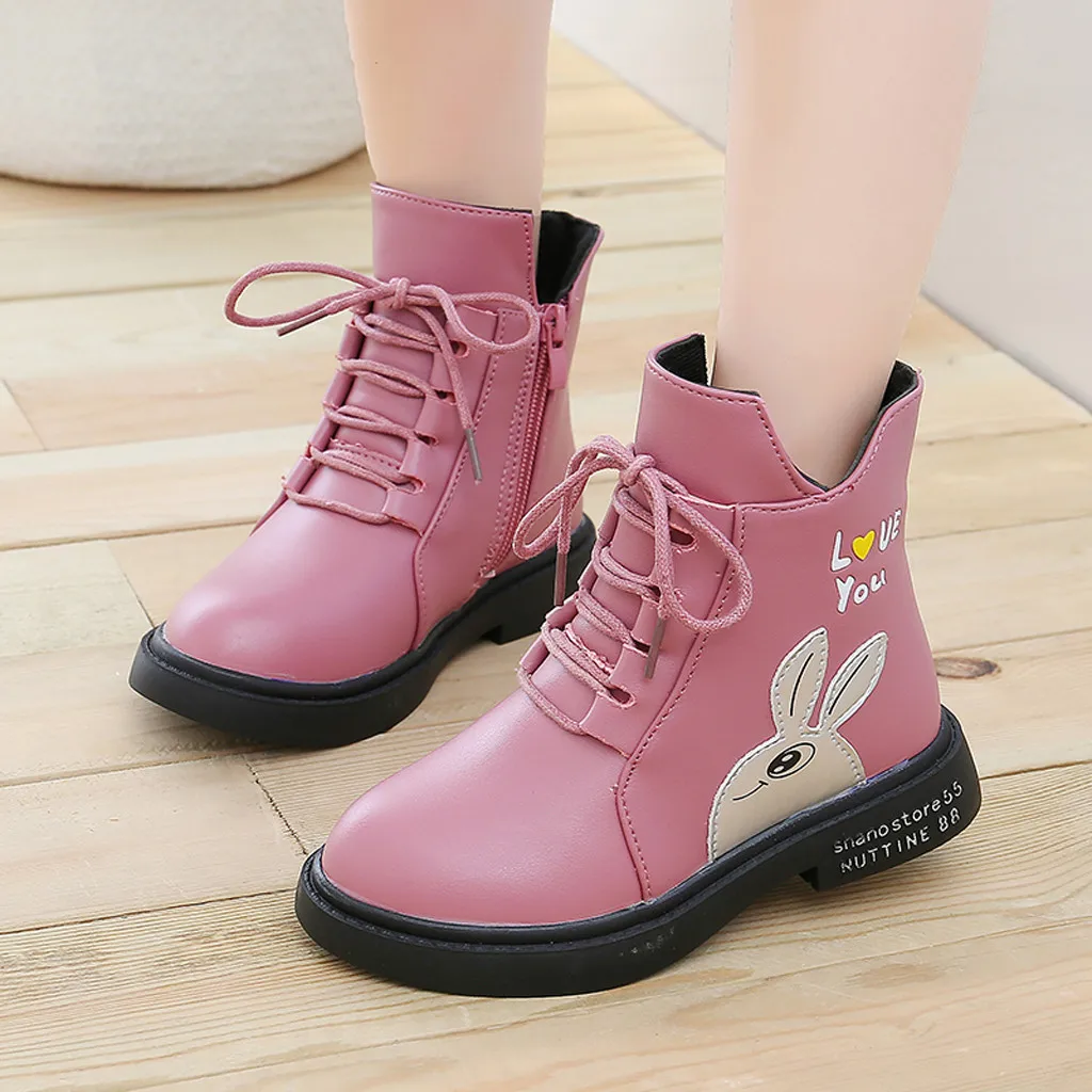 winter boots Children Baby toddler girl boots princess Cartoon Shoes Leather Winter Cotton Warm winter boots kids#Y3 - Цвет: B