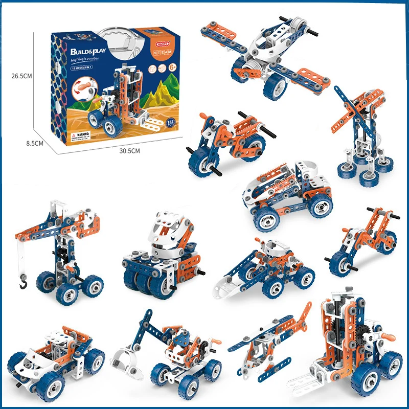 

3D Creative Assembled Model Toy DIY Screw Nut Group Installed Puzzle Deformation Car Construction Toys Set for Boys Gift