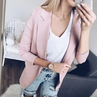 fashion casual office blazer solid colors slim jacket front open cardigan v neck notched coats women work wear business clothing