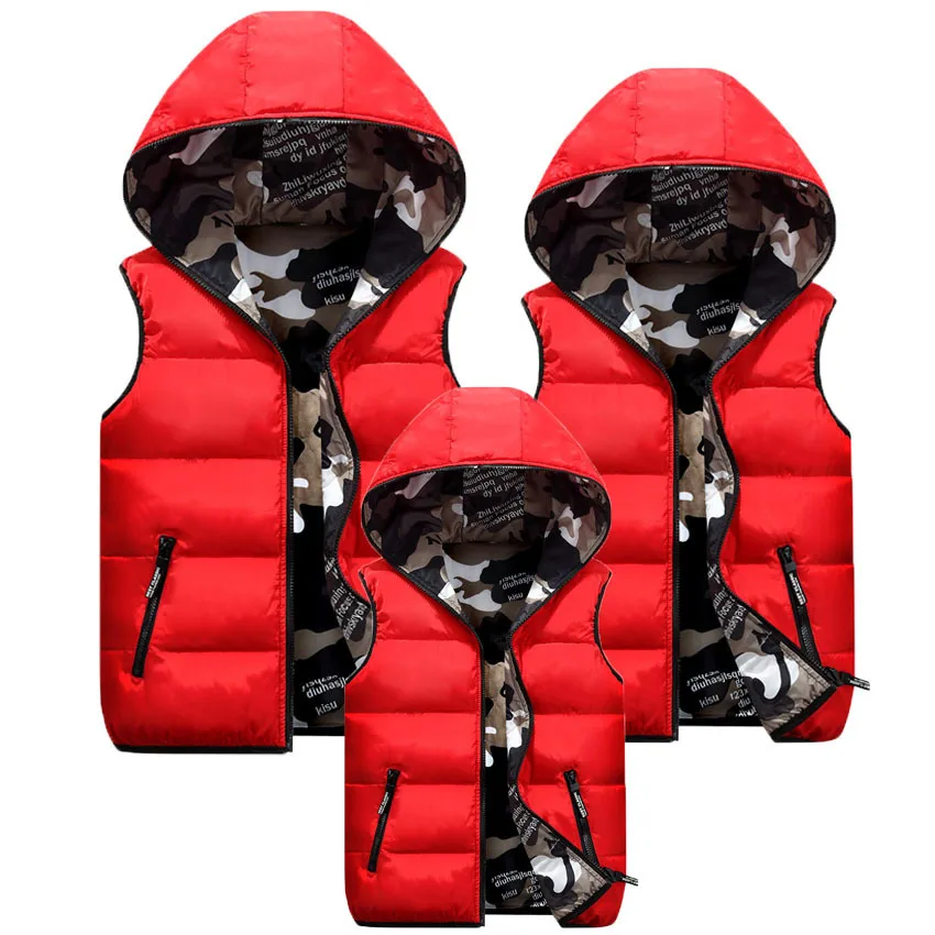 

Camouflage Children Waistcoat Autumn Winter Hooded Cotton Jacket Baby Boys Girls Vest Parent-Child Matching Outfits TZ242
