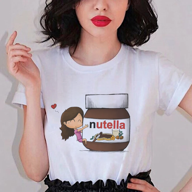 Nutella Kawaii Футболка с принтом для женщин 90s Harajuku футболка девочек Корейский Модный