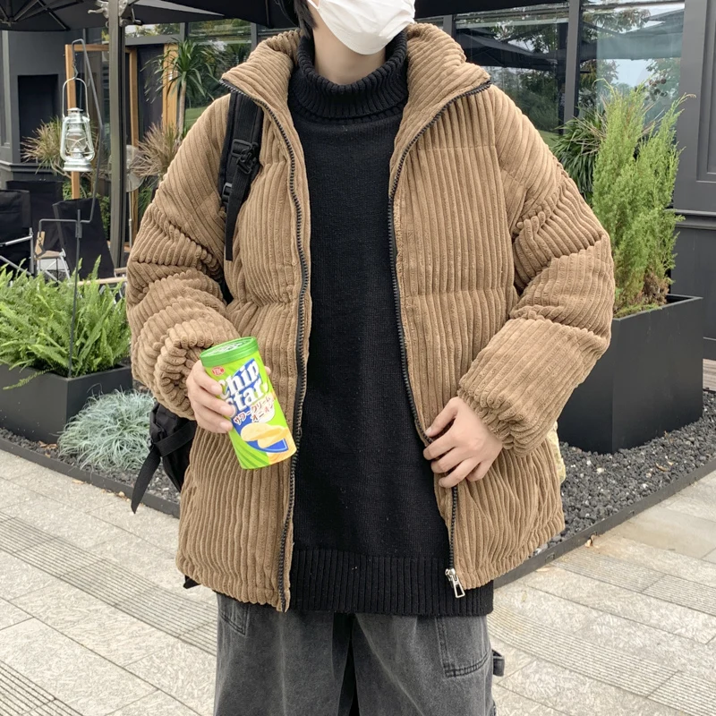 Men And Women Jacket Corduroy Collar Bread Lovers Winter Cotton-padded Joker Loose Couple Thicken Clothes Wool Warm Coat