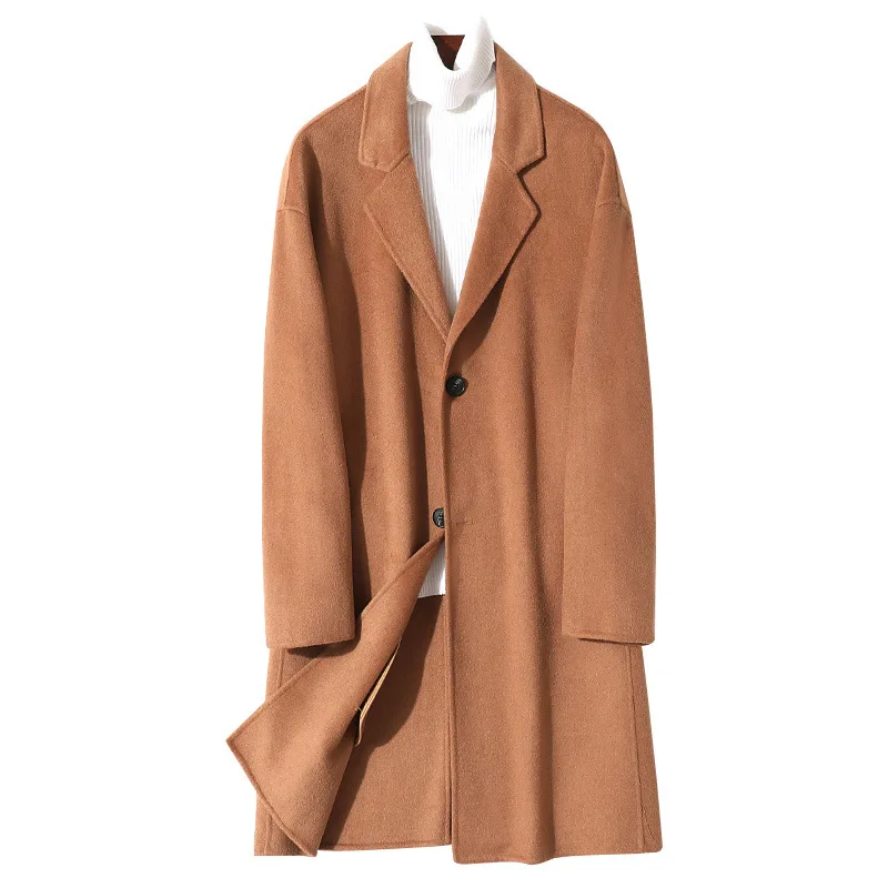 

Осенне-зимнее новое шерстяное пальто средней длины, шерстяное пальто в британском стиле, двухстороннее пальто, кашемировая ветровка, мужск...