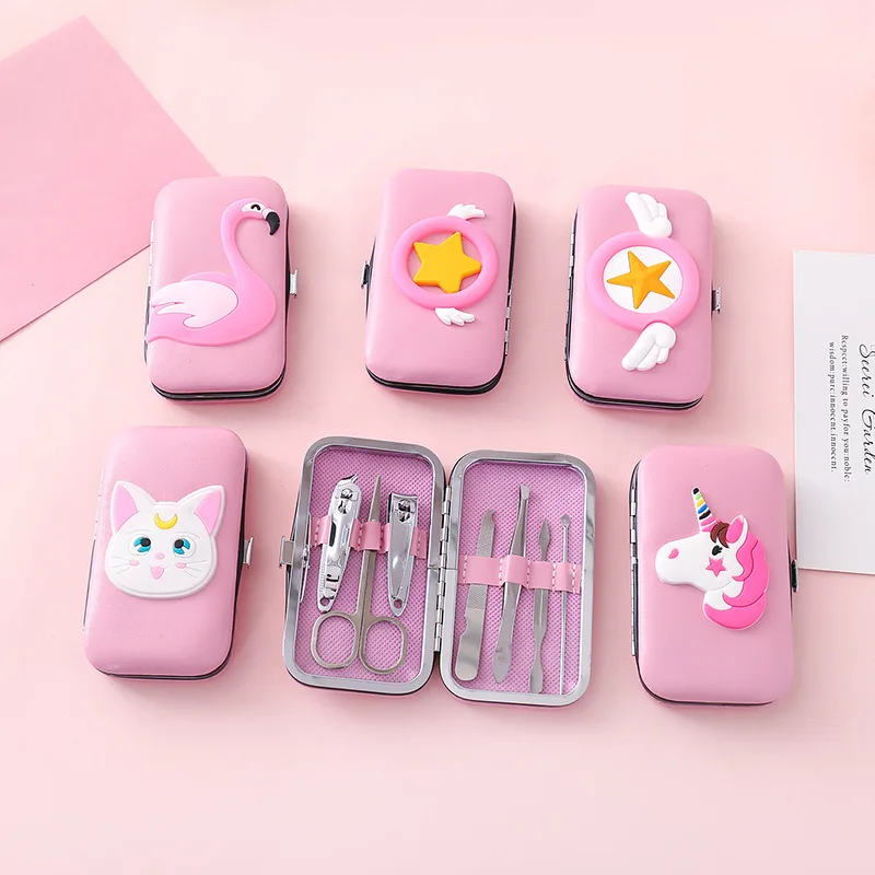 Сэйлор Мун Луна Cardcaptor Sakura искатель карт Sakura розовое нижнее белье с принтом Симпатичные кисточки, набор из 7 шт, Нержавеющая сталь ногтей ножницы, кусачки Рождественский подарок