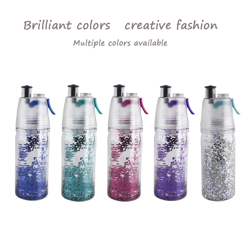 Многофункциональная пластиковая бутылка для воды с двойным распылителем 350 мл