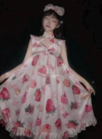 original design lolita dress strawberry love strap jsk milk top dress dress for women strawberry dress