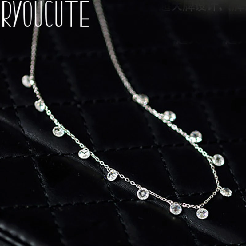 Женское винтажное ожерелье с бусинами серебристый циркониевый кулон в стиле