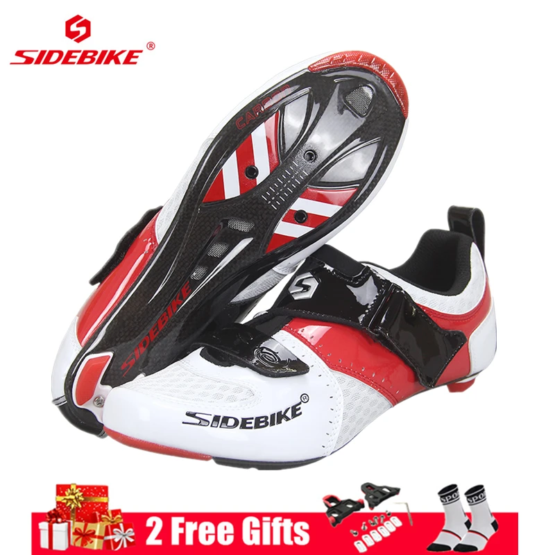 SIDEBIKE Ultralight Men's Carbon Cycling Shoes Breathable Filter Water Triathlon Racing Riding Bike Bicycle with Cleats | Спорт и