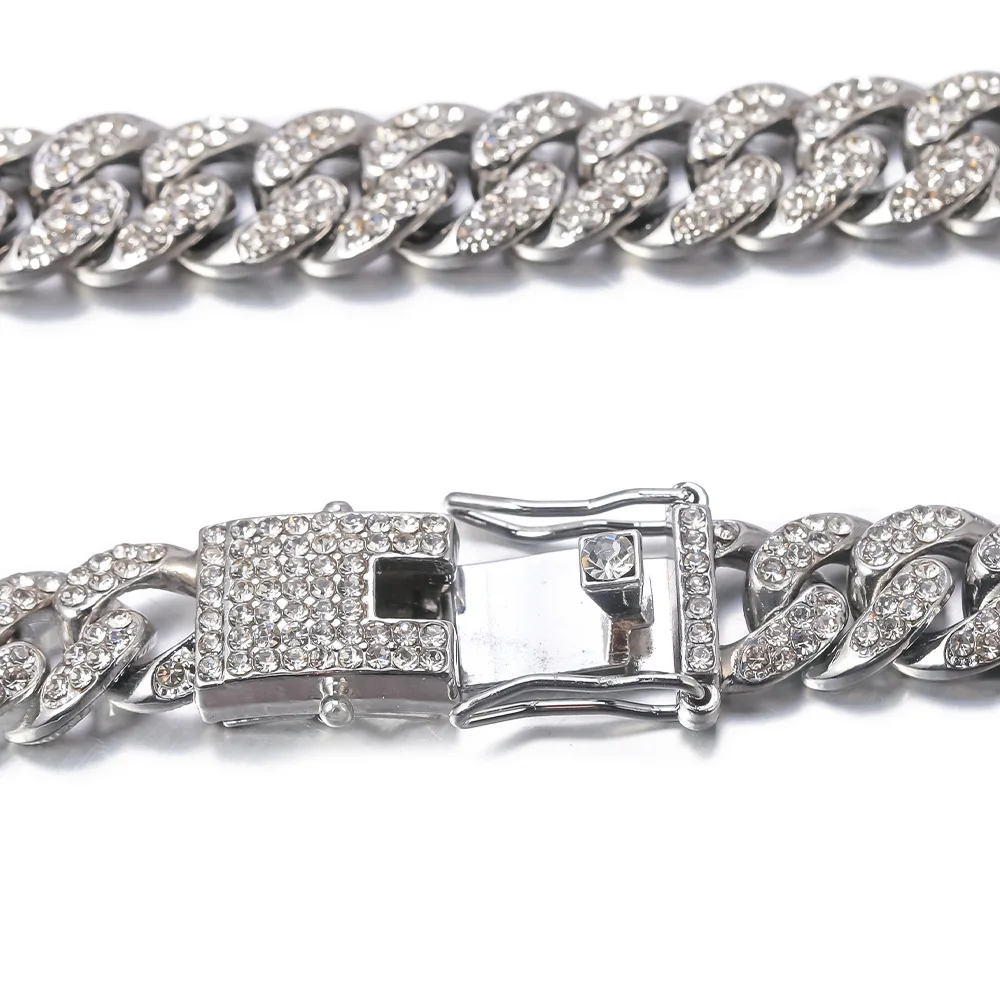 Necklace+Watch+Bracelet Miami Cuban Link Chain Big Gold Iced Out Rhinestone Bling Cubana Mens Hip Hop Jewelry Choker Watches Men | Украшения