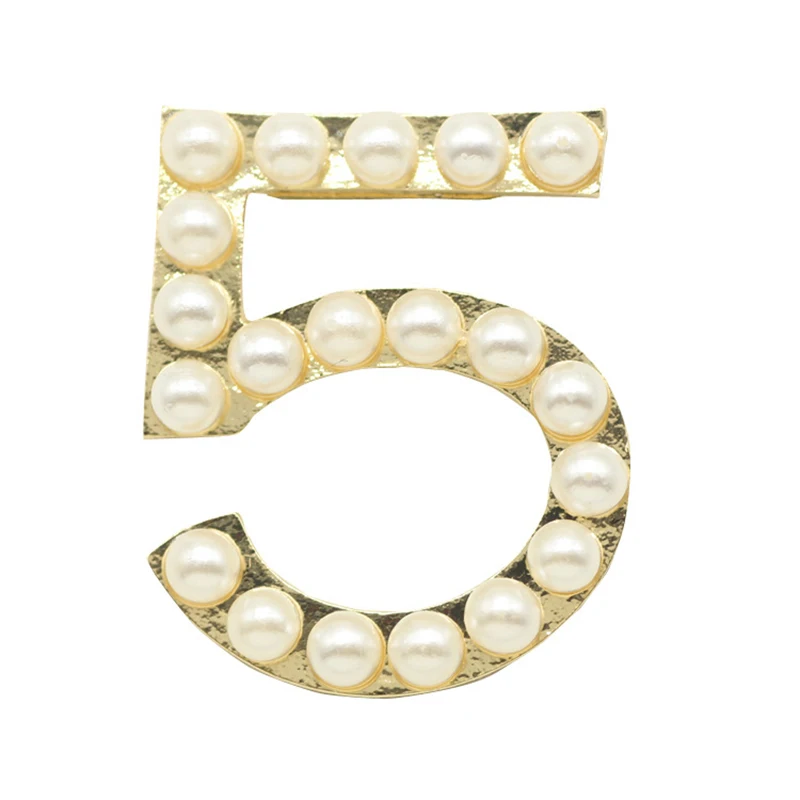 Стразы жемчуг большая буква 5 брошь ручная работа модный бренд броши булавка для