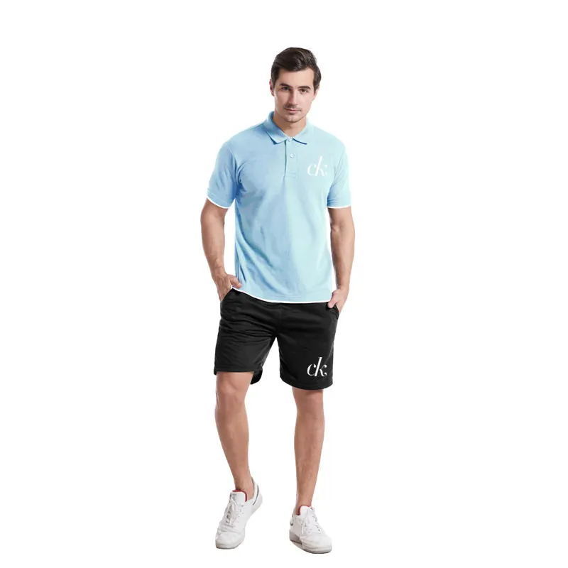 

Summer New Men'S Thin Short Suit Sleeve Business Simple And Comfortable Breathable Free Pure Cotton Lapel Polo Shirt + Pants Su