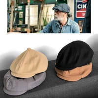 casquette four seasons cotton and linen black mens newsboy hat male beret men women retro england visor big head cap blm269