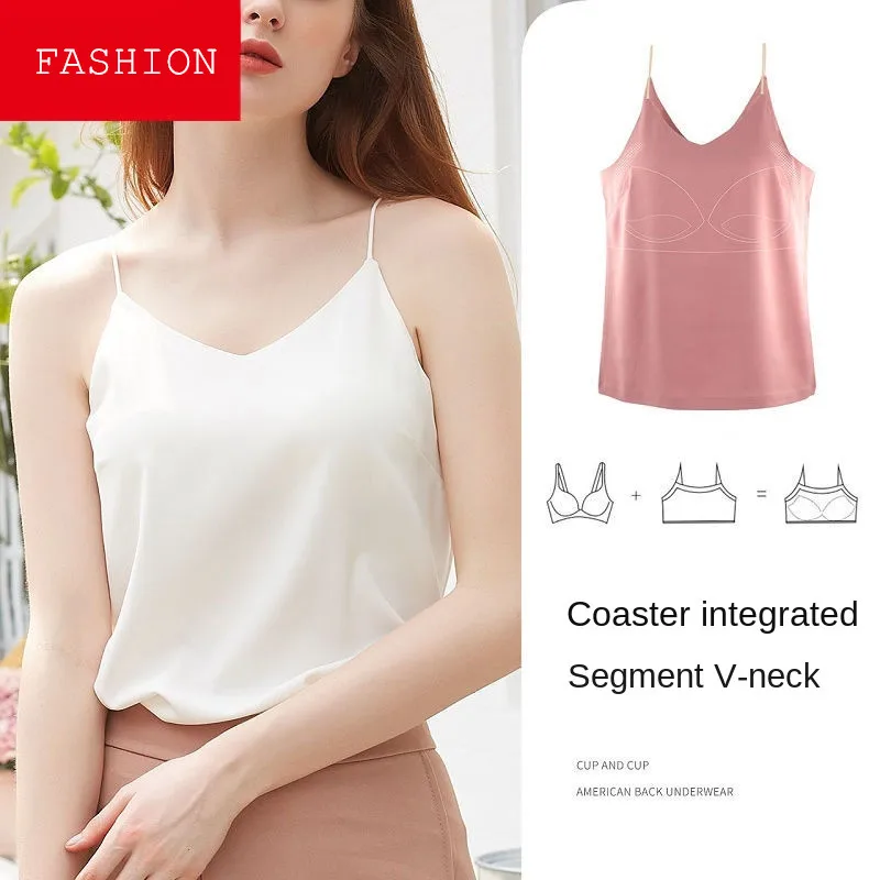 

Top Women Camisoles Tanks Crop Push Up Padded Bralette Satin Silk Halter V Neck Basic Sleeveless Vest Femme Summer Camisole