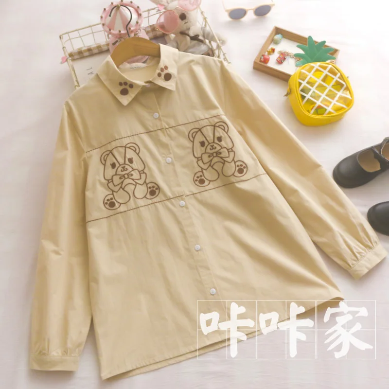 Женская блузка Весна Осень новинка 2020 японский Мори девушка милый мультфильм