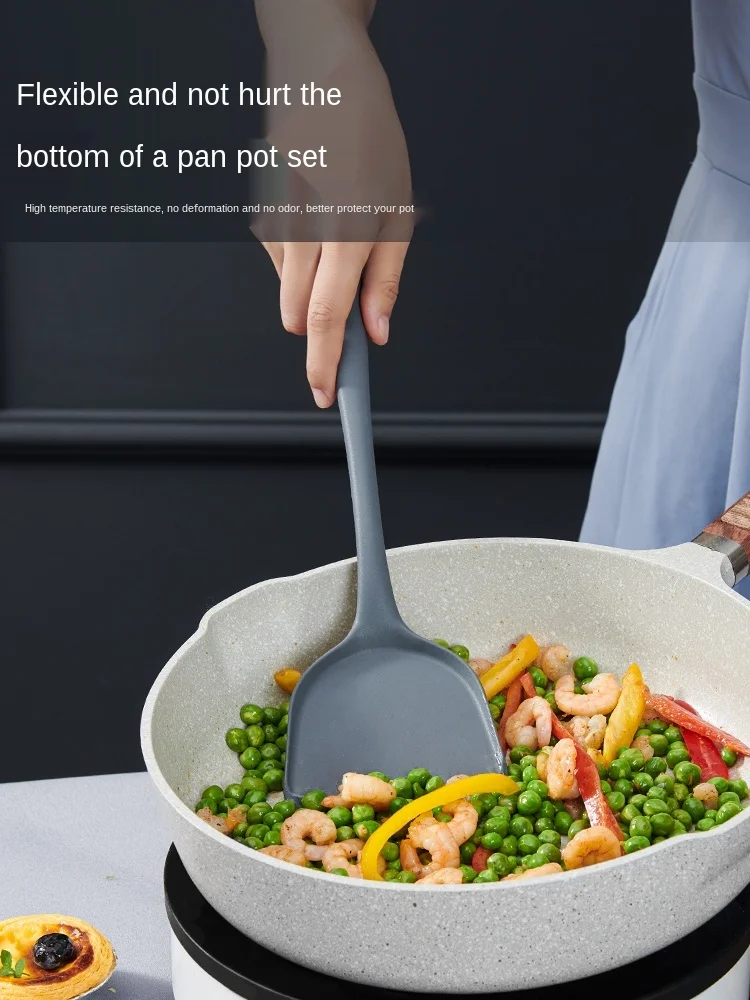 

Household Silicone Shovel Spatula Non-Stick Pan Dedicated Spatula High Temperature Resistant Spatula Kitchenware Set Soup Spoon