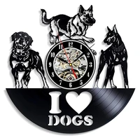 vinyl record wall clock modern design i love dog animal vinyl wall clock hanging watch home decor gifts for dog lovers 12 inch