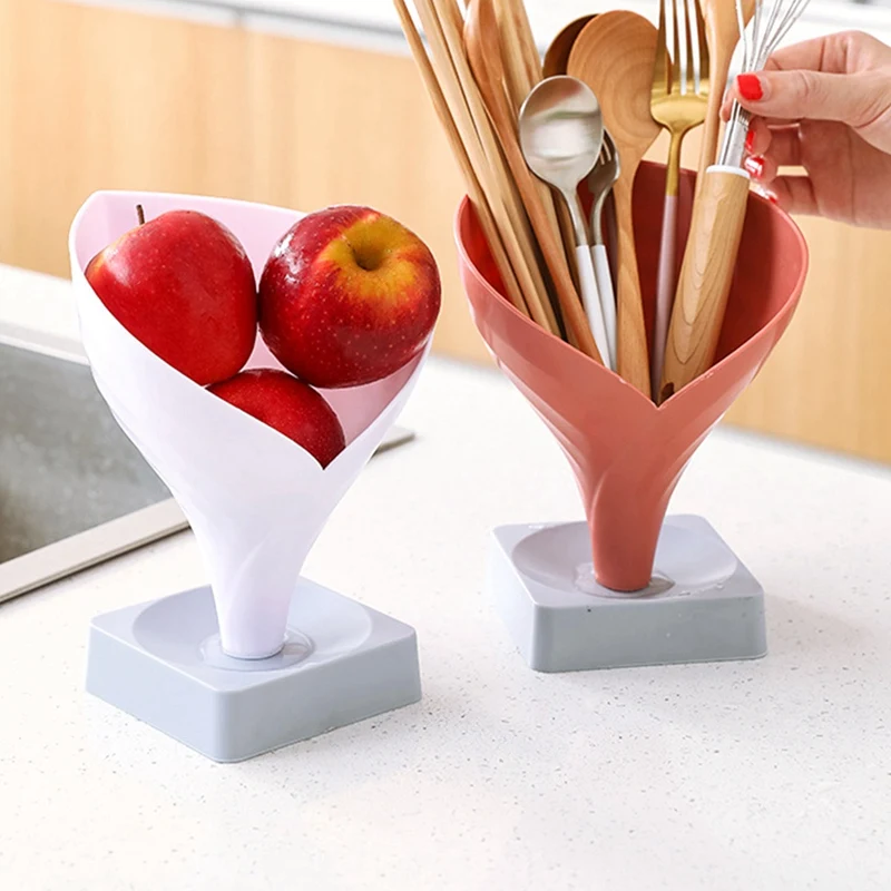 

Punch-Free Rack, Plastic Funnel Rack, Chopstick Cage, Fruit and Vegetable Drain Rack, Storage Rack Spoon