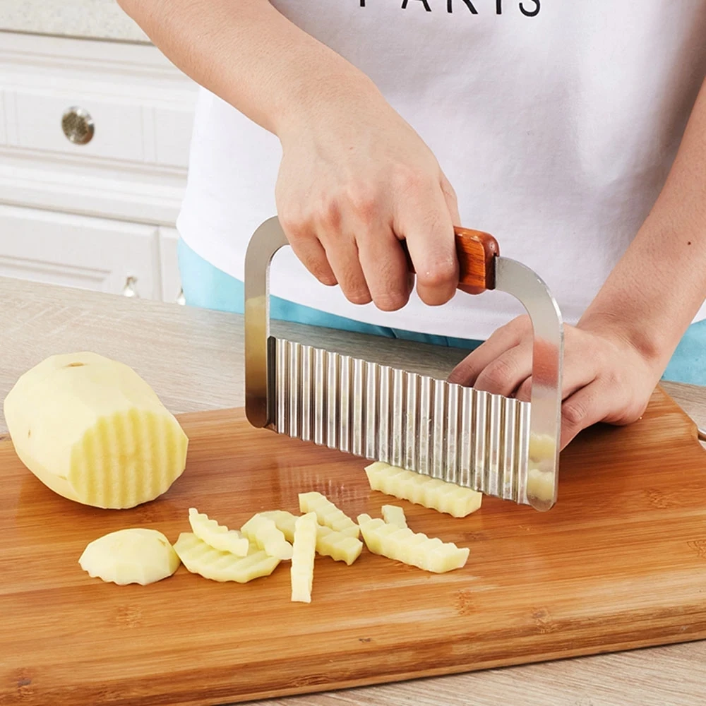 

Stainless Steel Potato Chips Knife Making Wavy Crinkle Cutting Tool Salad Vegetable French Fry Slicer Kitchen Tools