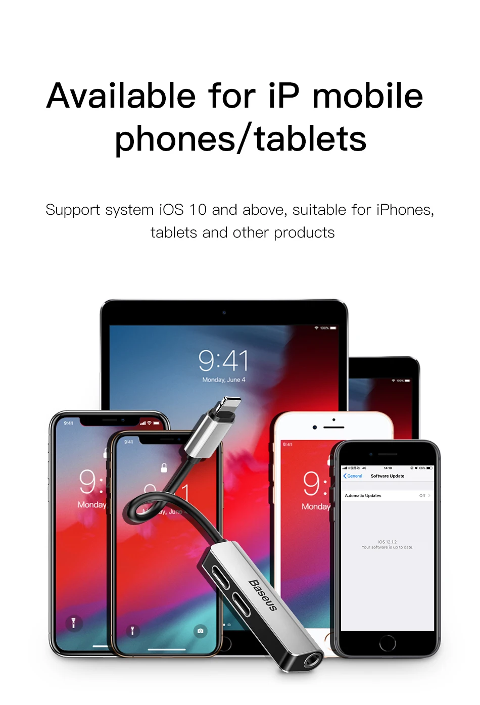 Baseus 2 в 1 для Apple Lightning до 3,5 мм разъем для наушников адаптер аудио Зарядка конвертер для iPhone xs xr 8 7 6s 5S 11 зарядное устройство