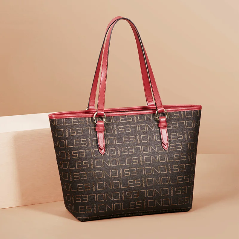 

Luxury Brand Genuine Leather Letter Printed Ladies Tote Bag 2021 New Fashion Commuter All-match One-shoulder Handbag Monogram Gg
