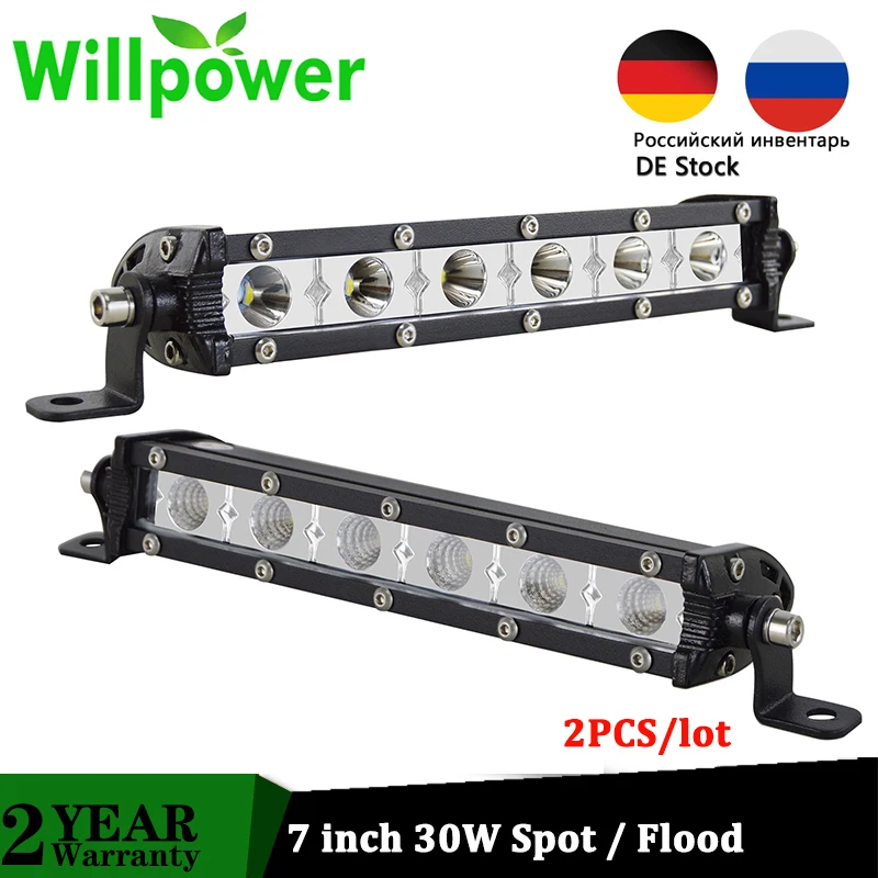 Willpower 2X7 дюймов 30 Вт Супер тонкая точечная Светодиодная рабочая