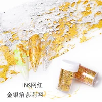 japanese influencer ins nail art deco 12 gold foils sally mesh gold and silver foil mesh gold thread phototherapy nail jewelry