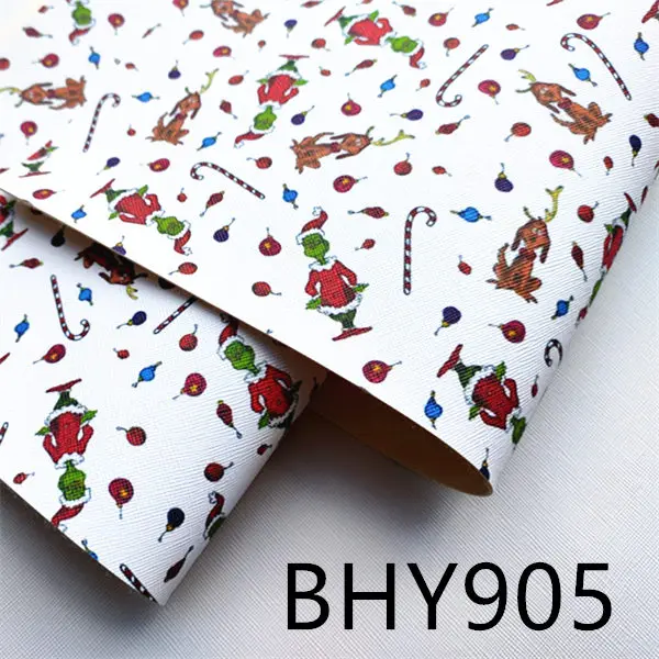 BHY905 A4 20*33 см мультфильм Рождественский персонаж Печать Синтетическая кожа ткань для DIY аксессуары BHY293 - Цвет: BHY905