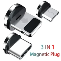 qichshjin 3 pcs magnetic tips for iphone samsung mobile phone replacement parts 3 in 1 plug micro converter cable adapter type c