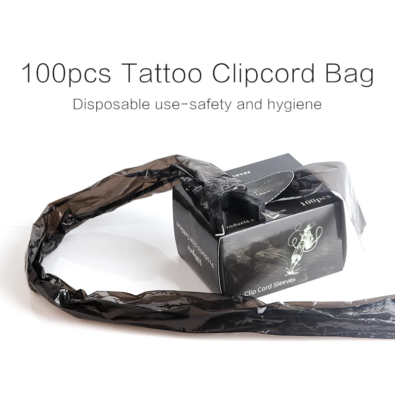 

YILONG 100Pcs Tattoo Machine Pen & Clip Cord Sleeves Bags Supply Black Disposable Covers Bags For Tattoo Machine & Clip Cord