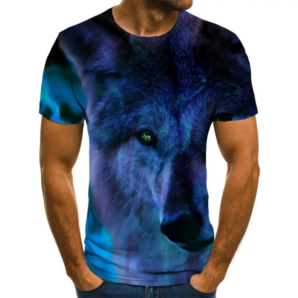 

Giyu Wolf T shirt Men Animal Shirt Print Flame Tshirts Casual Blue Anime Clothes Mens Clothing Punk Rock Cool Slim Tops
