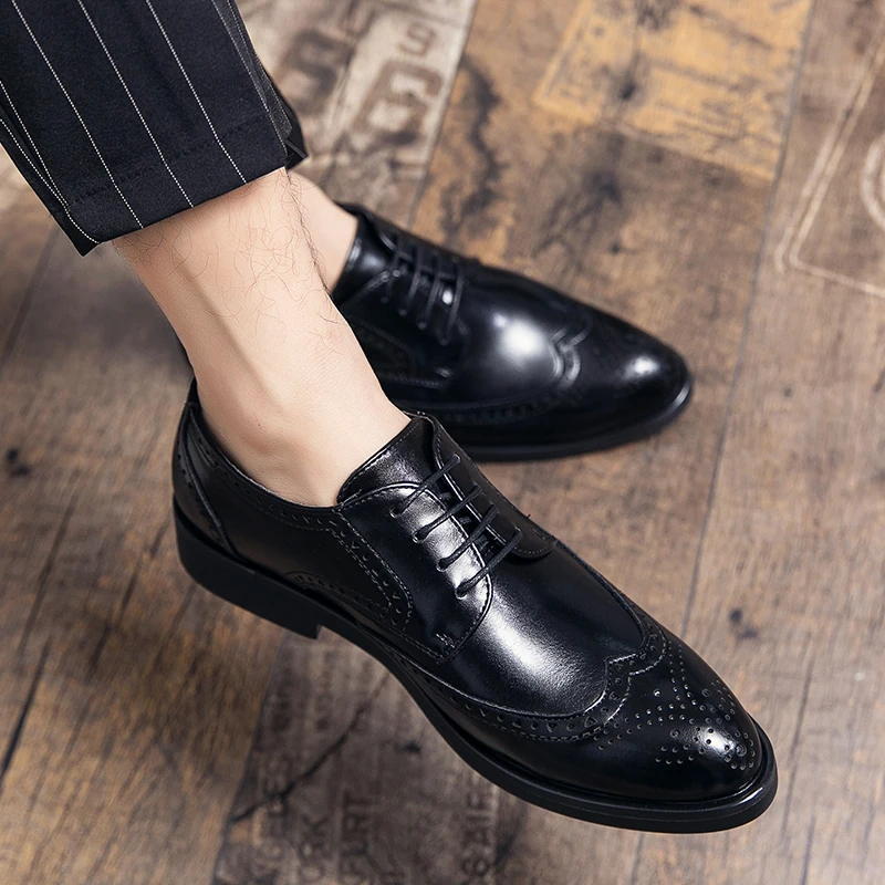 

Мужские классические кожаные туфли на шнуровке, удобные деловые стильные мужские оксфорды, мужские повседневные туфли больших размеров 48