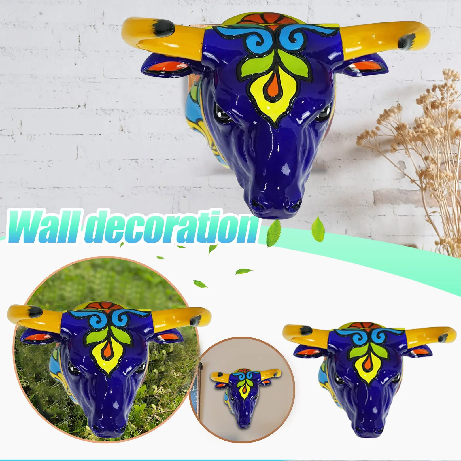 

Bullhead-Wall Decor Indoor Resin Animal Wall Sculpture Outdoor Statue Hanging Decoration For Living Room Bedroom Garden 2021 New