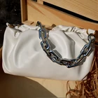Роскошная женская сумочка с серебряной цепочкой 2021, модная мягкая кожаная сумка в форме облака, сумки через плечо, сумка через плечо