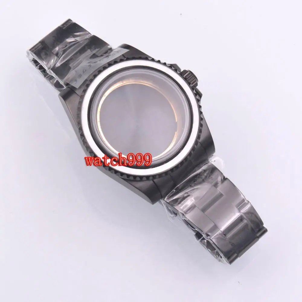 

Fit MIYOTA 8205 8215 DG2813 3804 ETA 2836 Movement Sapphire Glass Solid steel PVD black 40mm watch case