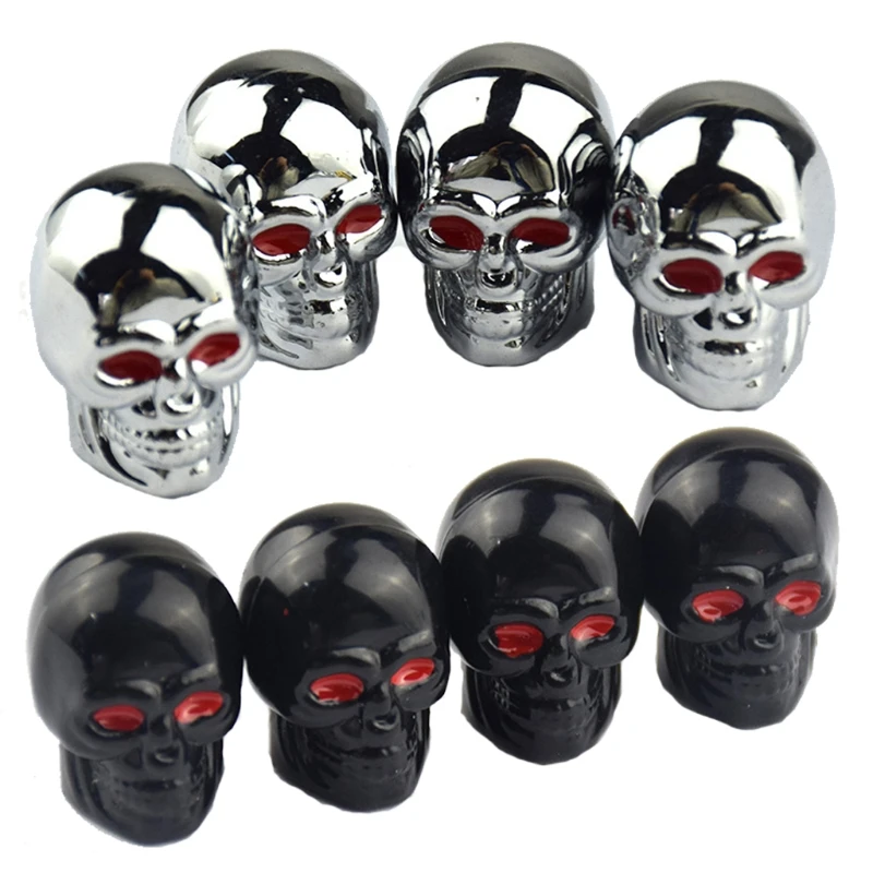 

4pcs/set Universal Style Car Skull Anti-rust Motorcycle Copper Core Car Wheel Tires Valve-Stem Caps Airtight Covers 37JE