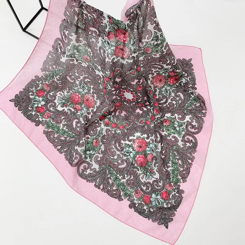 TJ05 light pink Роскошный модный стильный русский Этнический узор женский хлопковый маленький шарф платок шарф 70 см х 70 см платок-хиджаб - Цвет: TJ05 light pink