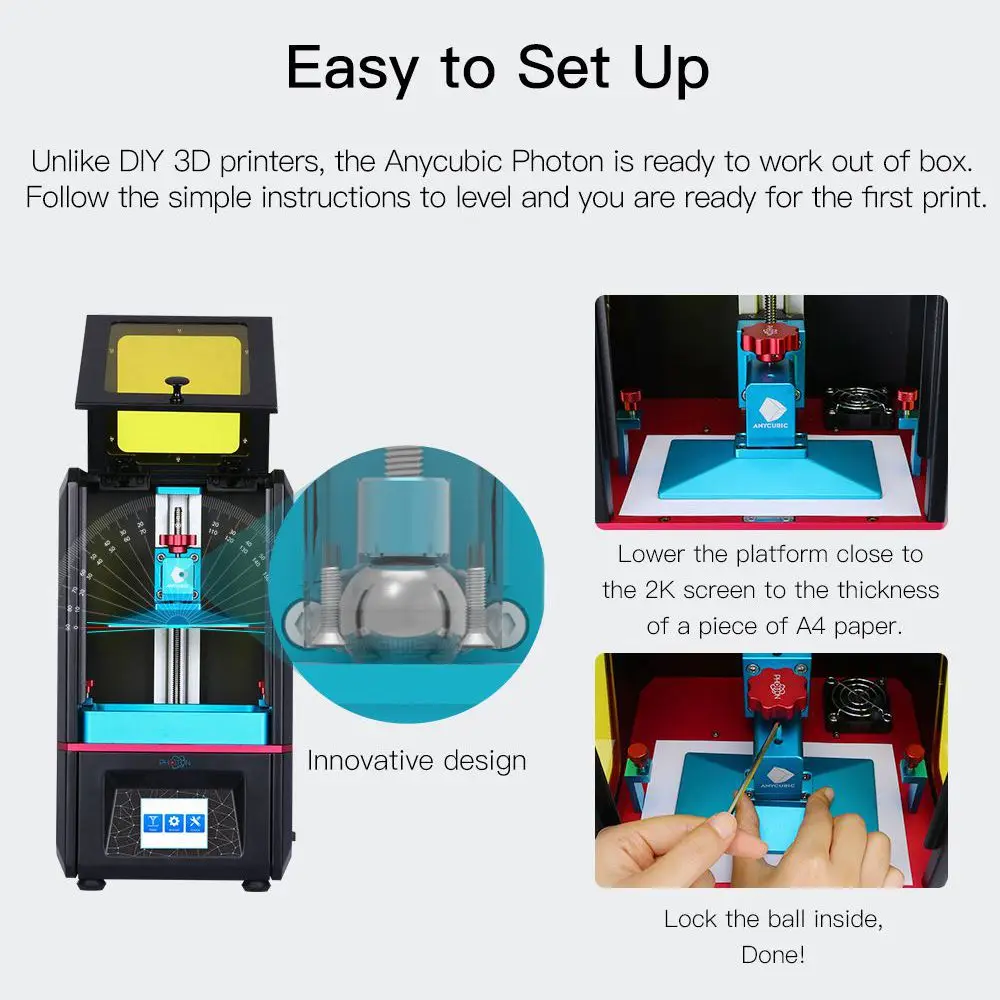 3D принтер ANYCUBIC SLA фотона размера плюс 2K экран Автономная печать УФ ЖК дисплей 405 нм