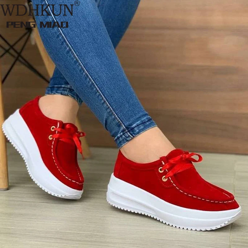 

Chunky Sneakers Women 2020 New Solid Color Thick Bottom Lace Up Walking Women's Shoes Female Breathable Non Slip Platform Shoes