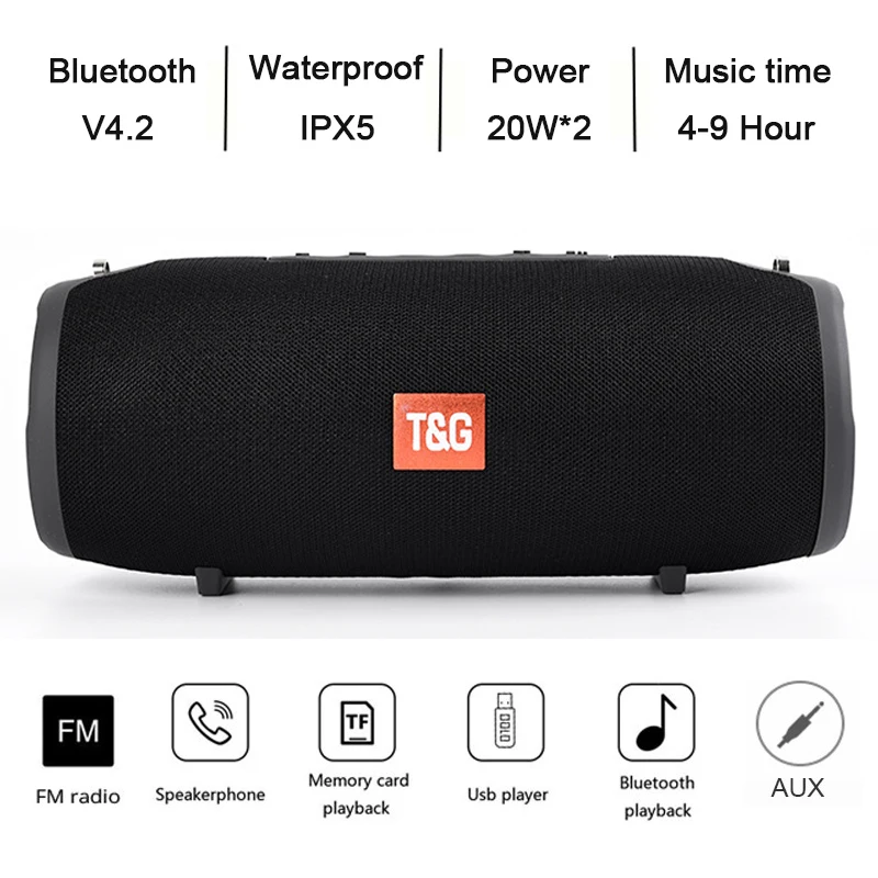 Bluetooth динамик TG118 Высокая мощность 40 Вт водонепроницаемый портативный Колонка