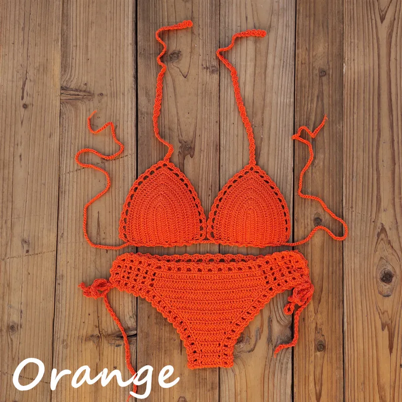 11 ручной работы вязаный крючком бикини пуш-ап комплект купальников с подкладкой