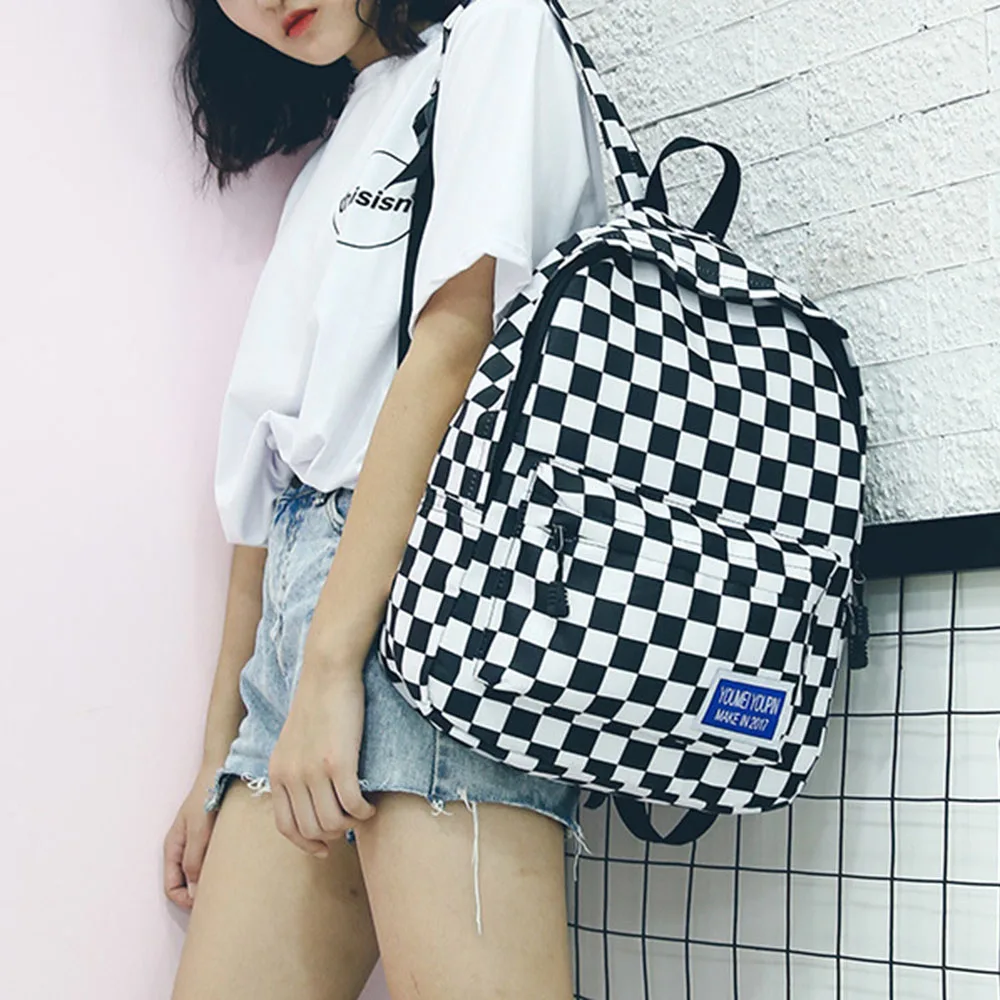 2020 Повседневный холщовый рюкзак в клетку с надписью высококачественный модный