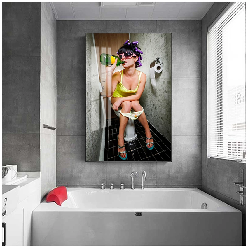 Плакат с изображением унитаза черно-белая картина сексуальные женские и мужские